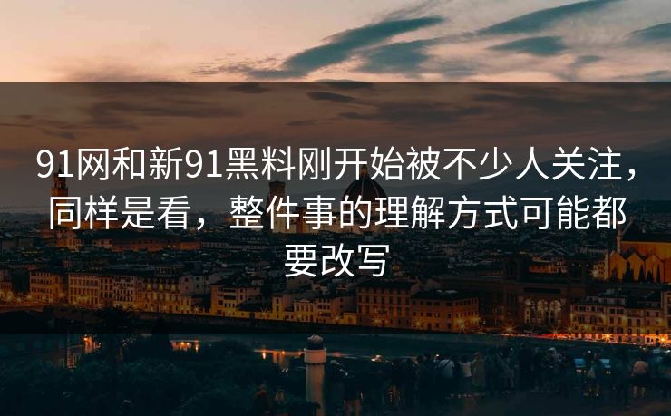 91网和新91黑料刚开始被不少人关注，同样是看，整件事的理解方式可能都要改写  第1张