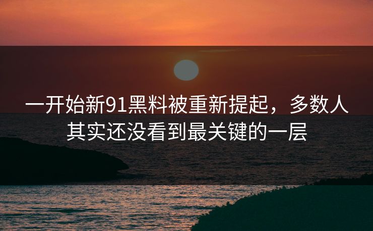 一开始新91黑料被重新提起，多数人其实还没看到最关键的一层  第1张