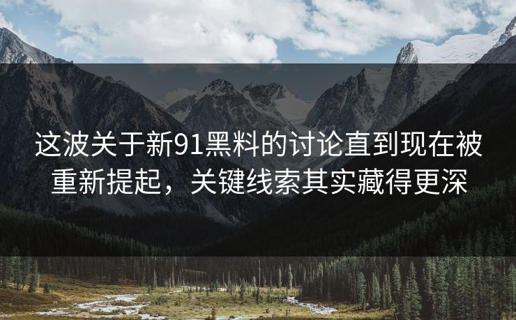 这波关于新91黑料的讨论直到现在被重新提起，关键线索其实藏得更深  第1张