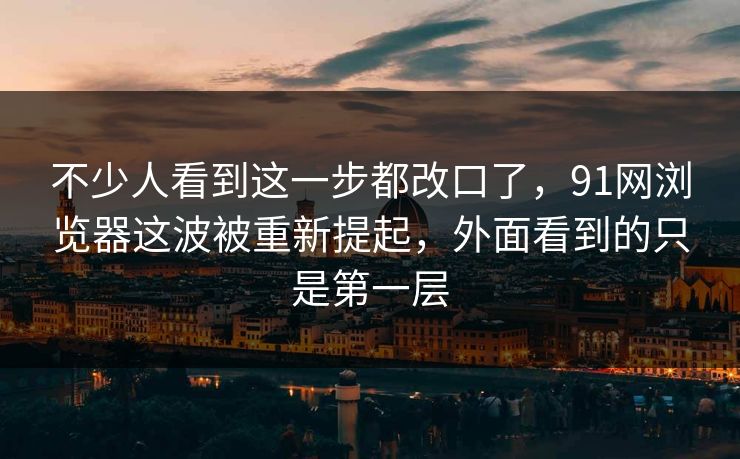 不少人看到这一步都改口了，91网浏览器这波被重新提起，外面看到的只是第一层  第1张