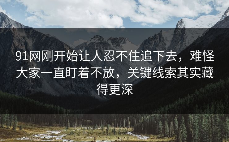 91网刚开始让人忍不住追下去，难怪大家一直盯着不放，关键线索其实藏得更深  第1张