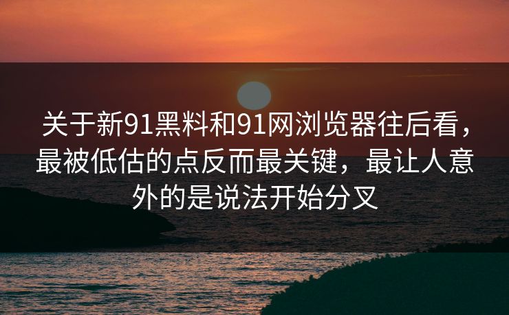 关于新91黑料和91网浏览器往后看，最被低估的点反而最关键，最让人意外的是说法开始分叉  第1张