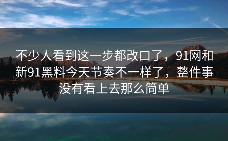 不少人看到这一步都改口了，91网和新91黑料今天节奏不一样了，整件事没有看上去那么简单  第1张